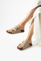 Women's Suede and Leather Look Double Buckle Adjustable Cork Sole Slippers - 2