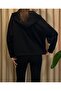 Women's Black Hooded Oversize Modal Fabric Soft Touch Zippered Cardigan - 3