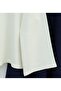 Floral Embroidery Round Neck Loose Combed Cotton Blouse -Ecru - 6
