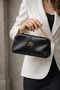 Women's Black Hand and Shoulder Bag with Gold Chain Strap Leather Daily Use Women's Bag - 7