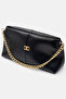 Women's Black Hand and Shoulder Bag with Gold Chain Strap Leather Daily Use Women's Bag - 3