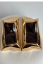 Gold Color Brown Large Rectangular Earrings (6.3 cm) - 2