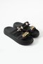 Women's Lightweight Eva Double-Strapped High-Sole Beach and Casual Summer Slippers with Chain and Floral Accessories