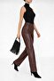 Faux Leather Pants High Waist Wide Leg / Back Pockets - 2