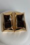Gold Color Brown Large Rectangular Earrings (6.3 cm) - 5