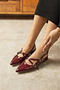 Two-Stripe Patent Leather 3 cm Short Heeled Casual Women's Classic Shoes - 2
