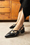 Two-Stripe Patent Leather 3 cm Short Heeled Casual Women's Classic Shoes - 3