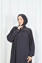 Stone Detailed Shawl Hijab Dress Gray Hnt7077 - 6