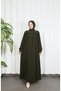 Stone Detailed Shawl Hijab Dress Khaki Hnt7077 - 2
