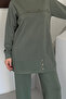 Metal Snap Detailed Asymmetrical Cut Oversize Modal Hijab Suit 3174 - 6