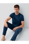 Men's Cotton Short Sleeve Button Collar Bermuda/Long Boxed 3-Piece Pajama Set - 2
