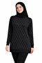 Women's Black Stone Patterned Long Sleeve Hijab Tunic - 3