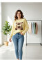 Women's Yellow Teddy Bear Plush Knitwear Soft Textured Crew Neck Sweater - 3