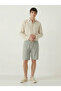 Men's Gray 100% Cotton Linen Muslin Shorts with Back Pockets, Full Fit - 8