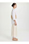 Beige Color Lace Detailed Satin Skirt - 7