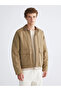 Brown Comfortable Fit Velvet Collar Men's Coat - 3