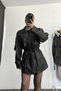 New Season Women's Belted Leather Trench Coat - 3