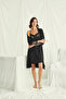 Women'S, Black, Low-Cut Collar and Lace Sleeves Dressing Gown Set - 2