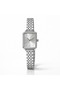 Women's Silver Rectangular Case Metal Cord Analog Wrist Watch Minimal Stylish Casual Watch - 3