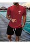 Men's T-Shirt Shorts - T-Shirt with Shorts Bottom Top Set Elemek Printed Crew Neck