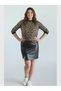 Women's Mini Skirt with Elastic Waist Asymmetrical Faux Leather Skirt - 2