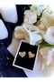 Gold Heart Glitter Nail Earrings - 3
