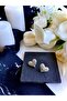 Silver Heart Sparkling Nail Earrings - 3