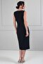 Women's Double Skirt Slit Front Pleated Lined Buckle Midi Dress - 4