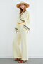 Tied Kimono with Embroidered Collar and Sleeves - 4