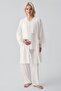 Truvakar Sleeved, Lace and Buttoned, Flexible Viscose Maternity Dressing Gown Pajama Set - 3