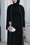 Premium Laser Cut Detailed Aura Double Abaya Set — Black - 4