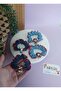 Denim Fabric Rubber Buckle with Mickey - Minnie Mouse Figures (1 Piece)