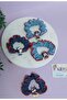 Denim Fabric Rubber Buckle with Mickey - Minnie Mouse Figures (1 Piece) - 3