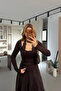 Lace Collar Halter Neck Brown Blouse - 4