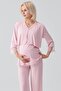 Truvakar Sleeved, Lace and Buttoned, Flexible Viscose Maternity Dressing Gown Pajama Set - 6