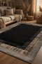 Modern Black Coffee Frame Patterned Rug – Minimal Living Room Rug, Non-Slip Base 2206 - 4