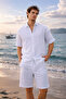 Muslin Fabric White Summer Set - Shirt and Shorts Set - 2