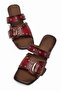 Women's Red Comfortable Thermo Sole Cross-Strapped Buckle Slippers - 4
