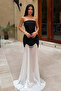 Black Outta Strapless Pearl-Detail Long Evening Gown ATE-4533