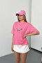 Women's Fruit Embroidered 100% Cotton T-Shirt Pink - 26Y 26518 - 4