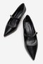 Thin Heeled Buckle-Strapped Women's Pointed Heeled Shoes Black Wrinkled - 5