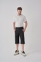 Black Men's Summer Capri Pants with Zipper Pocket, Comfortable Fit, Adjustable Elastic Waist, Embroidery Detail - 6