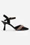 Women's Open-Back Heeled Shoes; Brown Crinkled - 2