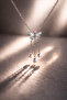 Mint Sparkling Butterfly & Pearl Detailed Steel Elegant Necklace - 2