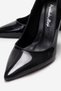 Black Patent Leather Pointed Toe Wedge Heels Women's Stiletto Mira - 3