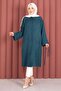 Lace-Up Buttoned Tunic Shirt Petrol - 3