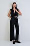 Black Sofia Linen Vest and Wrap-Cut High-Waist Zippered Trousers Set Alc-X15300 - 5