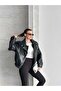 Brand Model New Season Leather Jacket with Elastic Waist Detail - 2