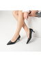 Lina Black Real Leather 5 cm Heeled Pointed Toe Women's Shoes - 2