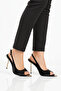 Black Satin Women's Thin Heeled Evening Dress Shoes 618512 Z - 3